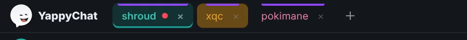 The tab bar: a purple line marks a Twitch channel, a red dot means live, and the second tab is flashing because something there needs you.