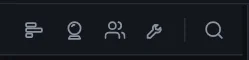 The chat header icons: poll, prediction, user list, more tools, then search.
